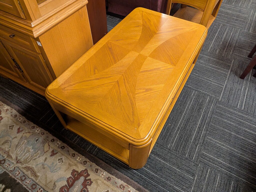 Oak Finish One Drawer Coffee Table