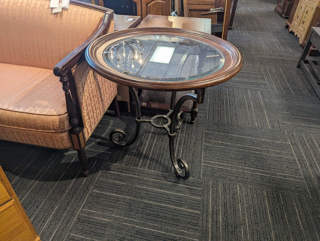 Round Glass Top Side Table