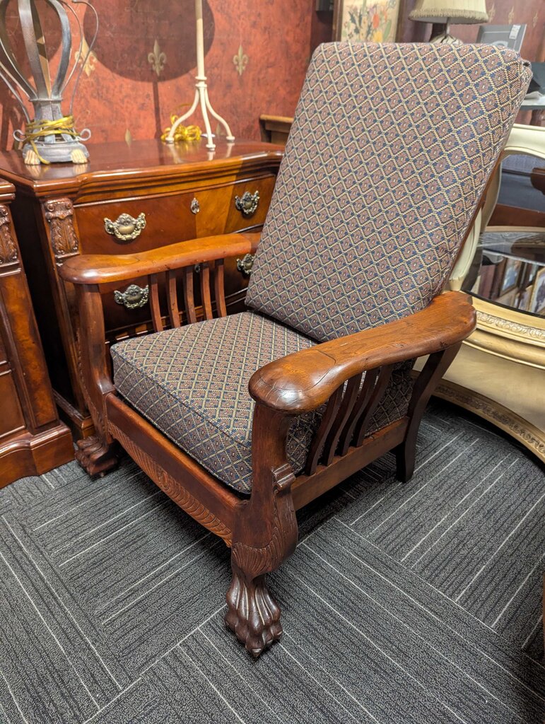 Antique Refinished And Reupholstered Morris Chair