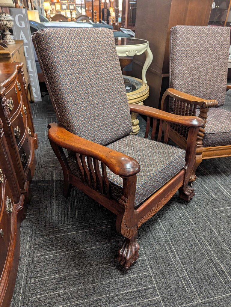 Antique Refinished And Reupholstered Morris Chair