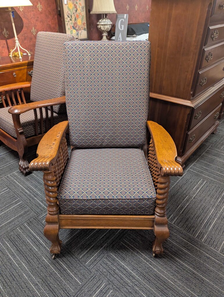 Antique Refinished And Reupholstered Morris Chair