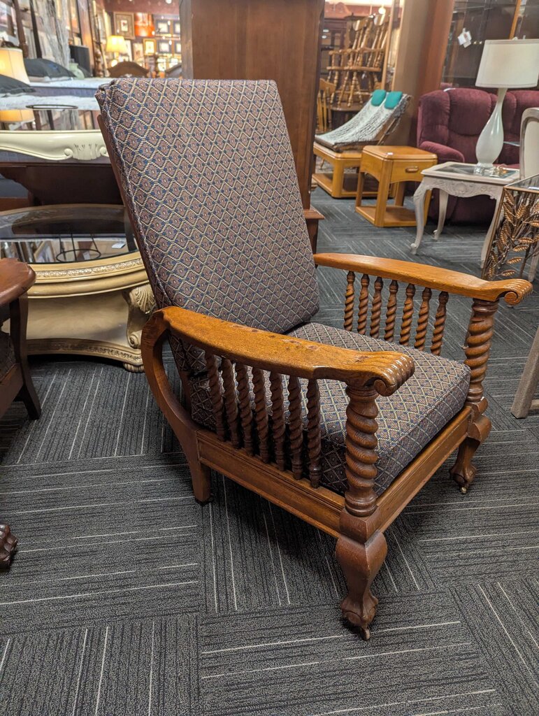 Antique Refinished And Reupholstered Morris Chair