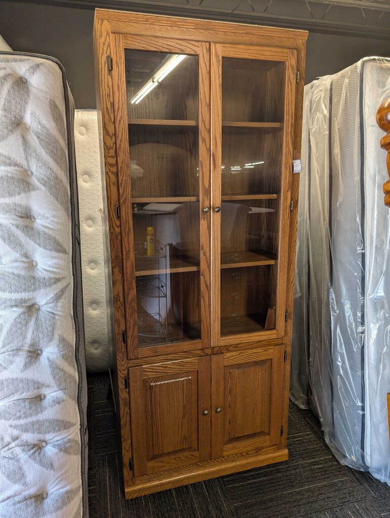Oak Finish Bookcase With Storage