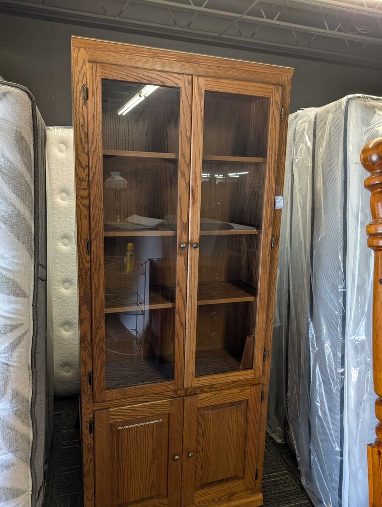 Oak Finish Bookcase With Storage