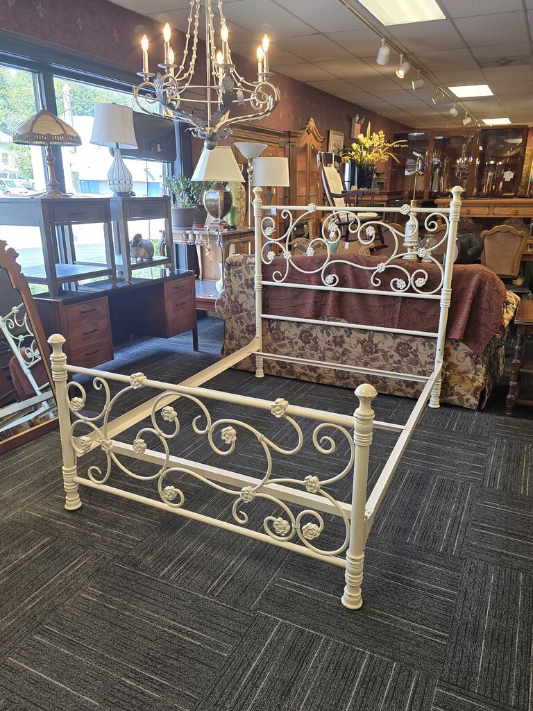 Full Size White Wrought Iron Bed "Camille" by Pottery Barn
