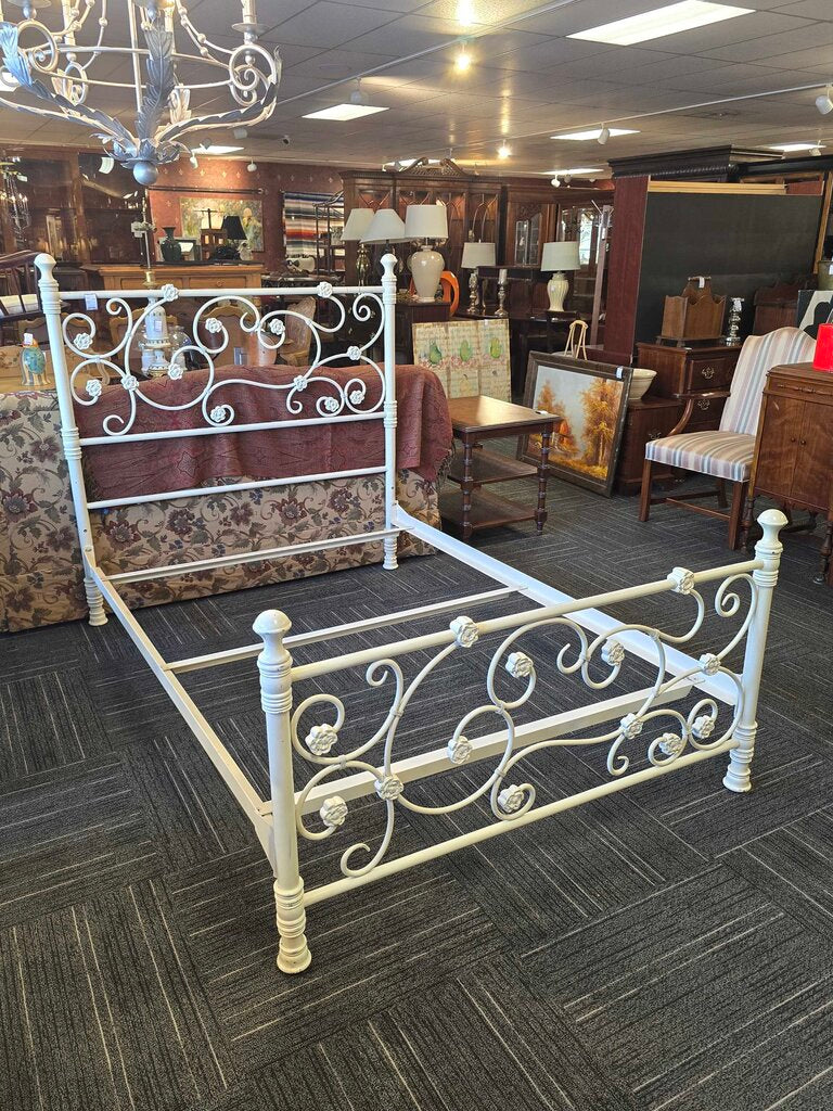 Full Size White Wrought Iron Bed "Camille" by Pottery Barn