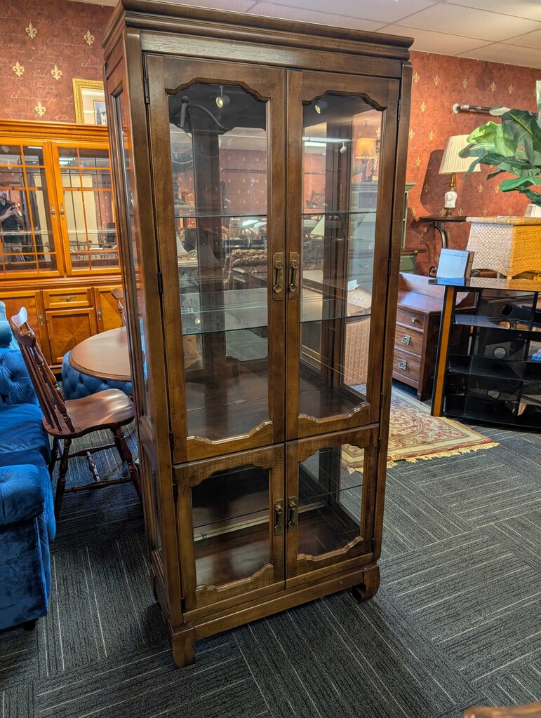 Vintage Fruitwood Display Cabinet