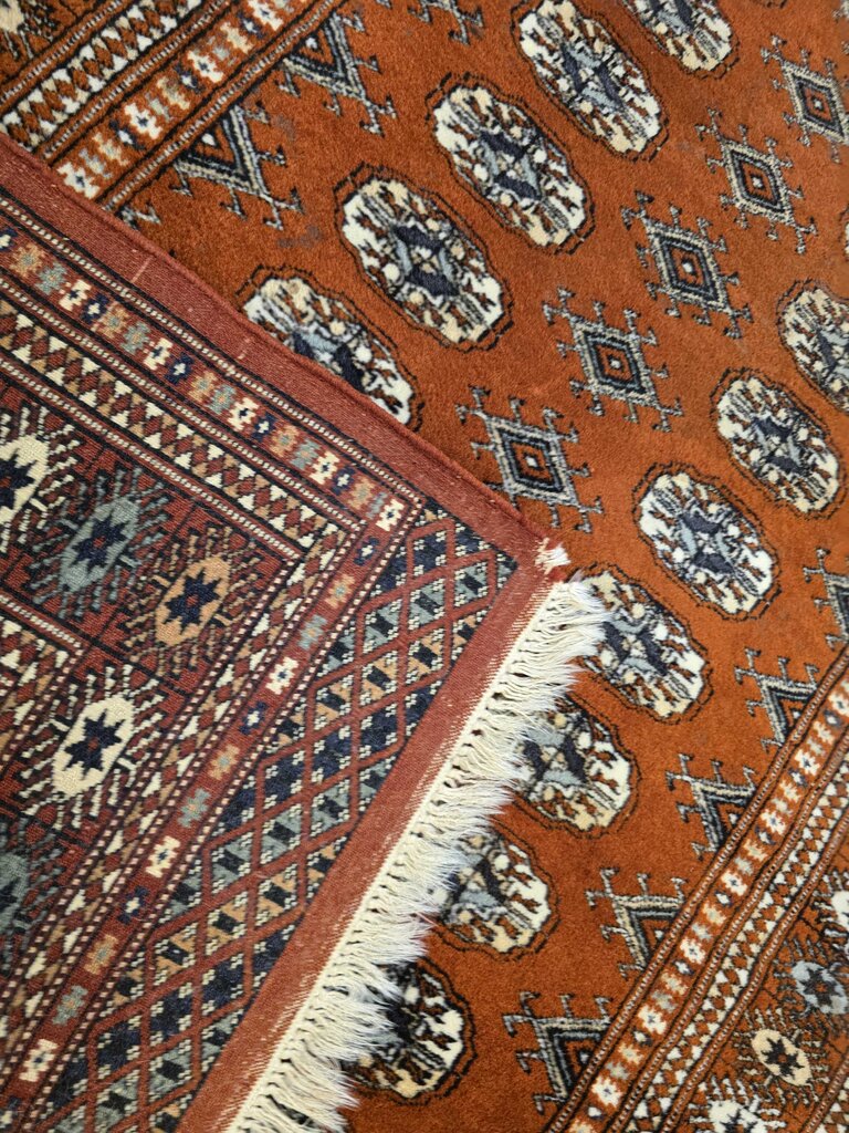 Vintage Hand Woven Bokara Wool Carpet 6'3" by 3'3"