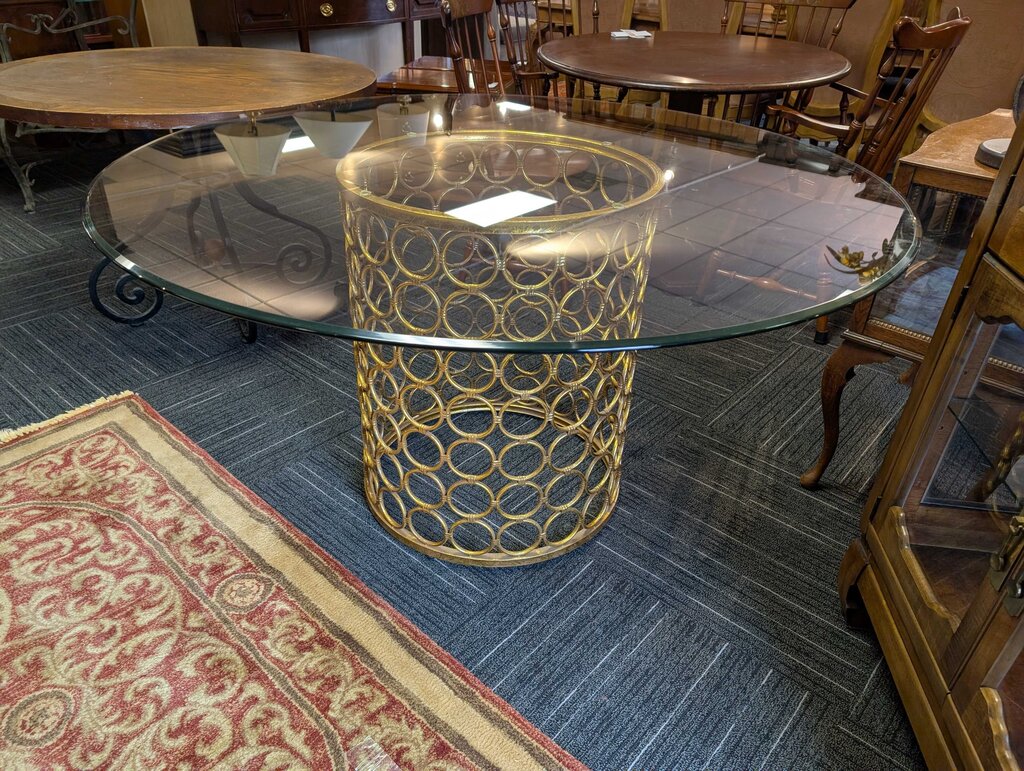 Contemporary Glass Top Table w/ Regency Base