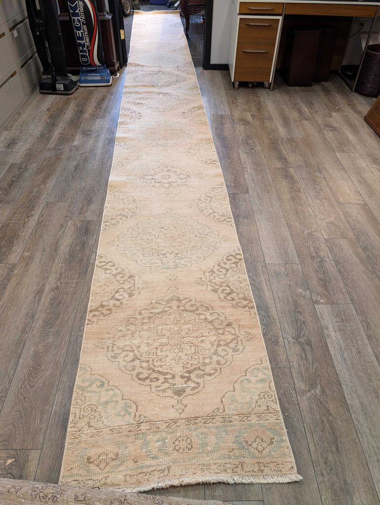 Antique Revival Flat Weave Wool Persian Medallion Runner 22'10" by 2'6"