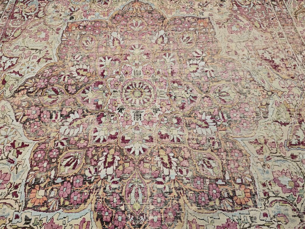 Antique Hand Woven Lavar Kerman Wool Persian Carpet Circa 1900 14' by 9'9"