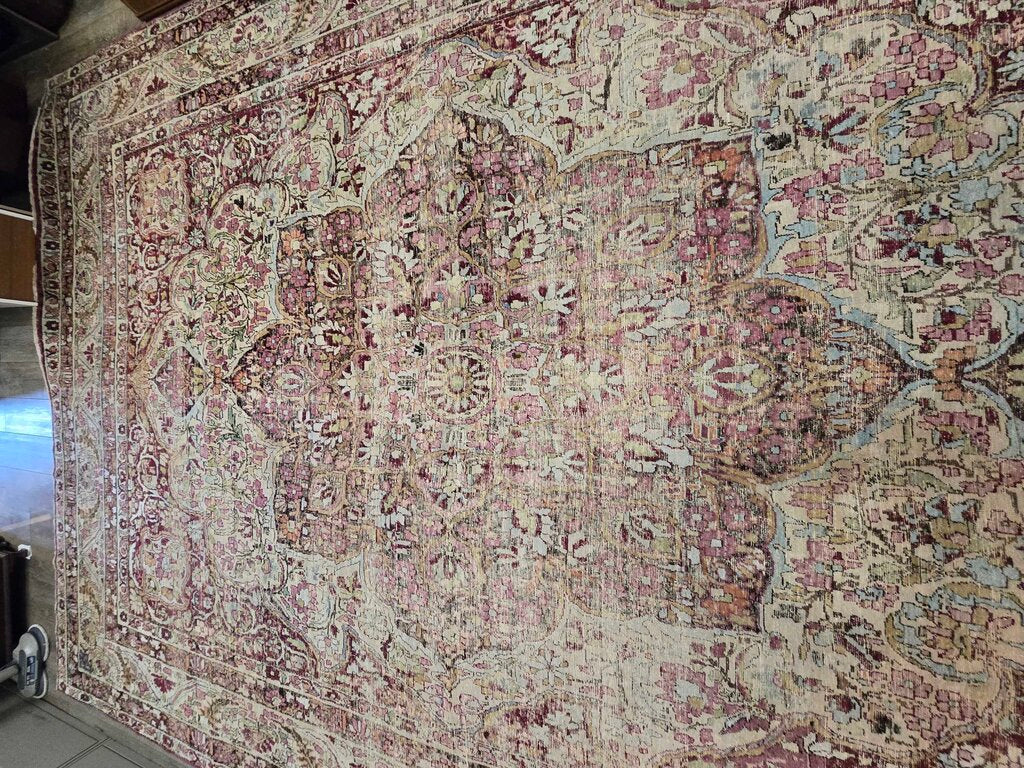 Antique Hand Woven Lavar Kerman Wool Persian Carpet Circa 1900 14' by 9'9"