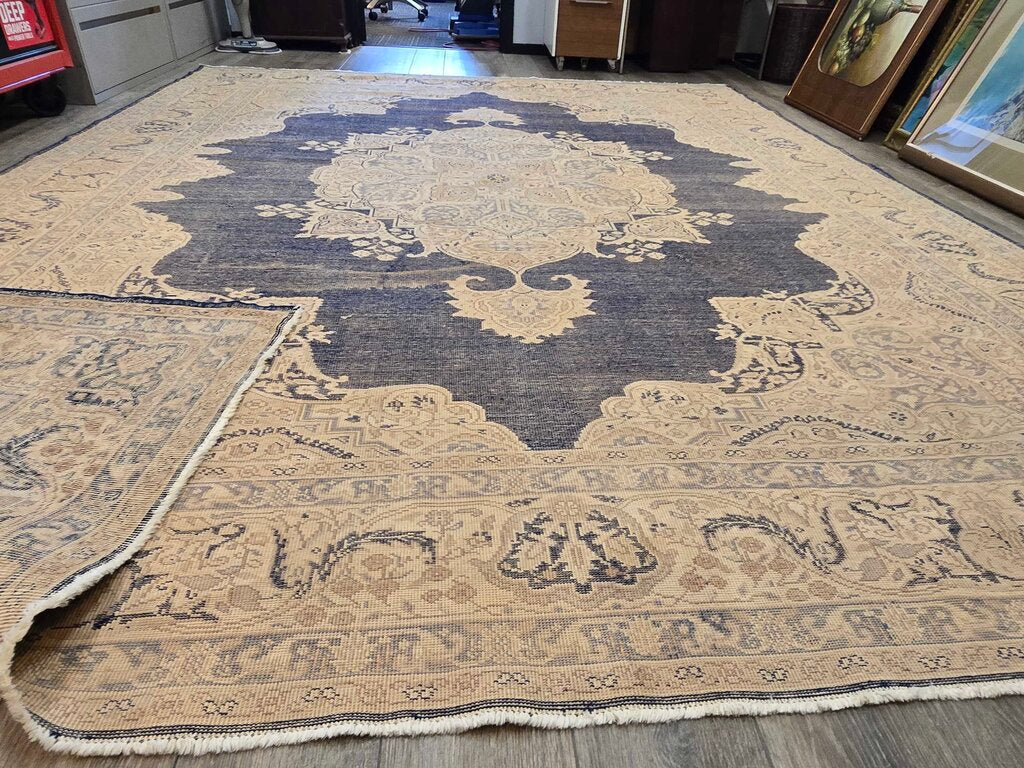 Hand Woven Flat Weave Kilim Turkish Wool Tabriz Revival Rug 11'4" by 9'