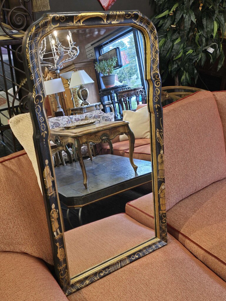 Chinoiserie Hand Painted Asian Mirror LaBarge