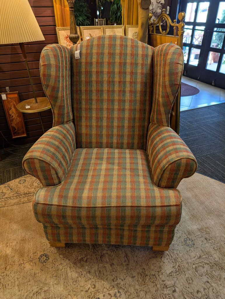Plaid Wingback Chair