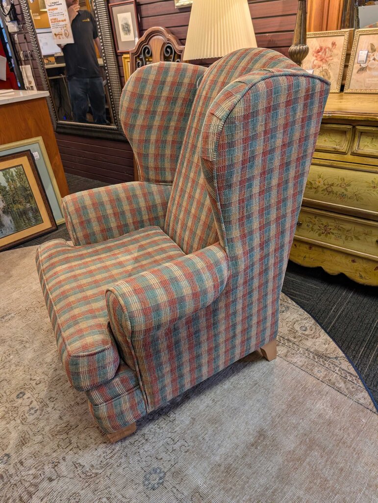 Plaid Wingback Chair