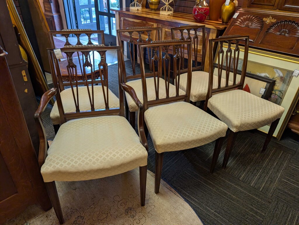 Six Mahogany Hepplewhite Revival Dining Chairs