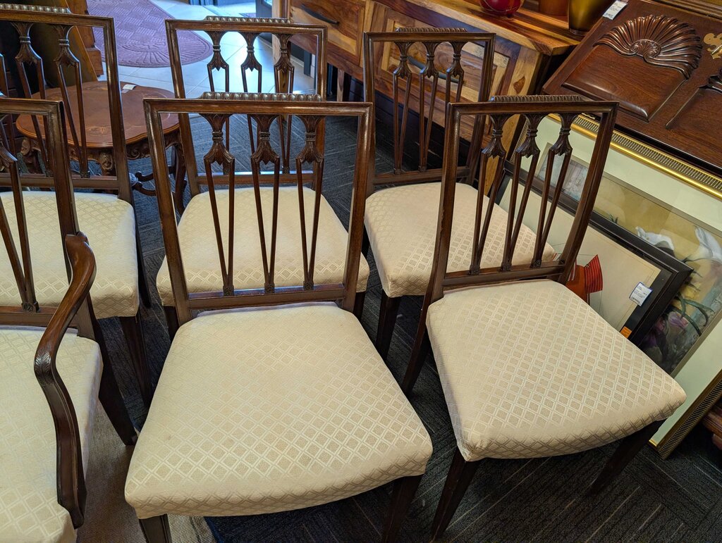 Six Mahogany Hepplewhite Revival Dining Chairs
