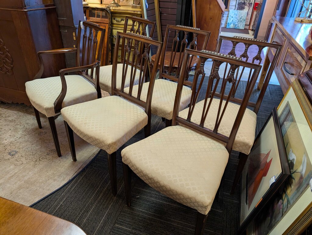 Six Mahogany Hepplewhite Revival Dining Chairs