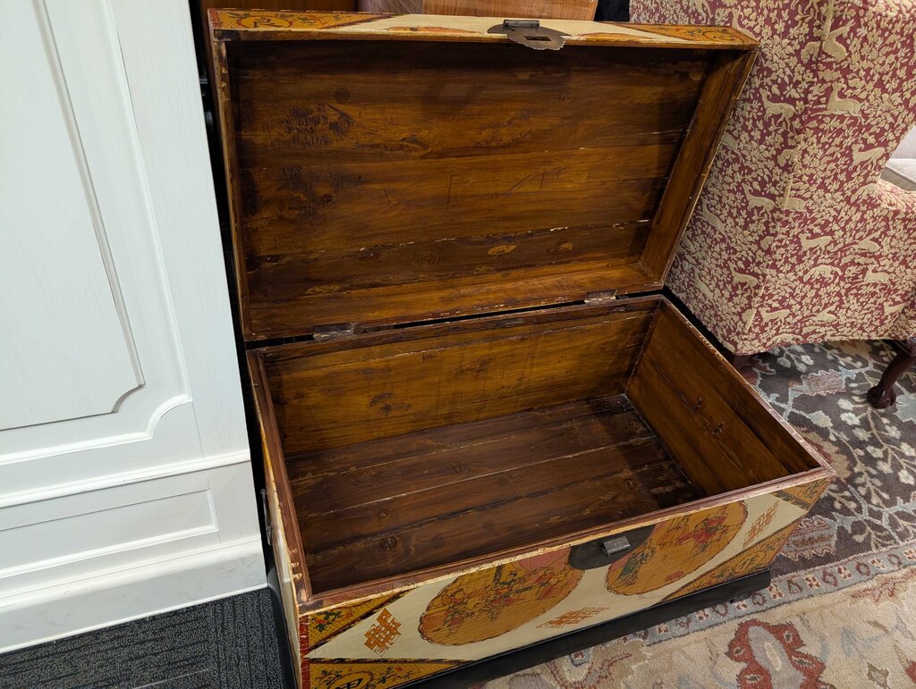 Modern Asian Painted Decorated Chest