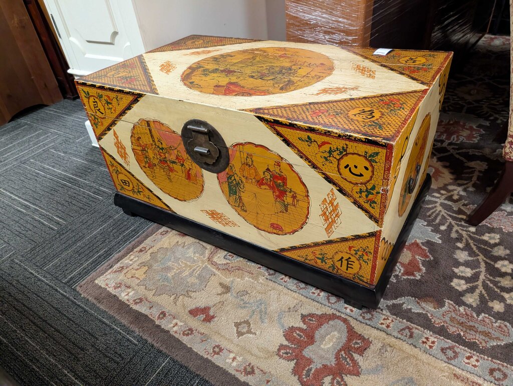 Modern Asian Painted Decorated Chest