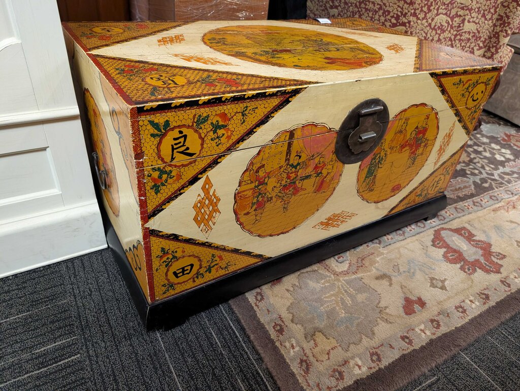 Modern Asian Painted Decorated Chest