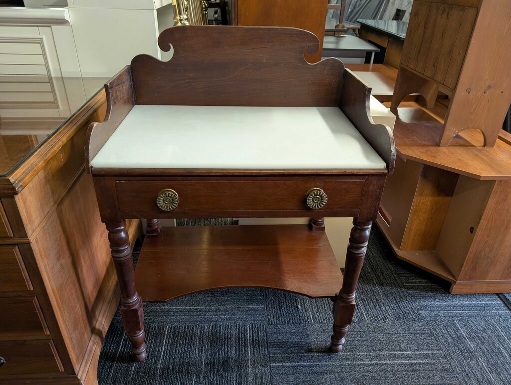 Empire Washstand With Milk Glass Top