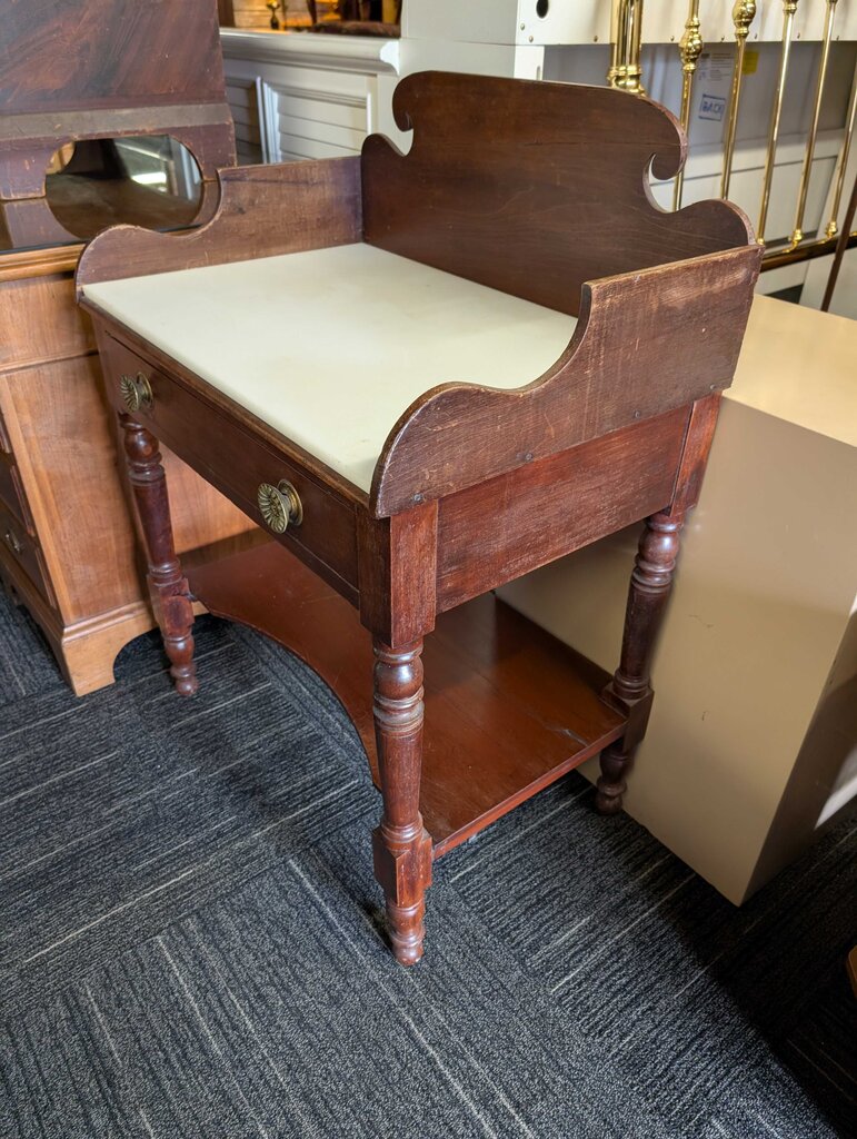 Empire Washstand With Milk Glass Top