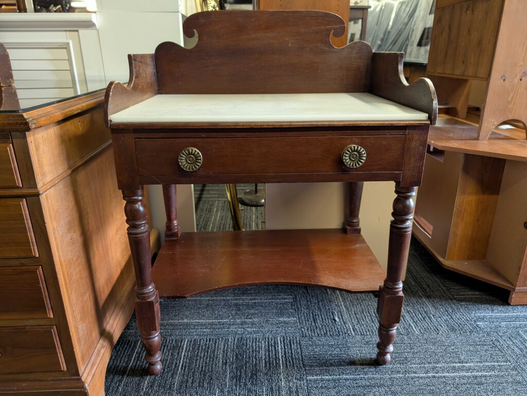 Empire Washstand With Milk Glass Top