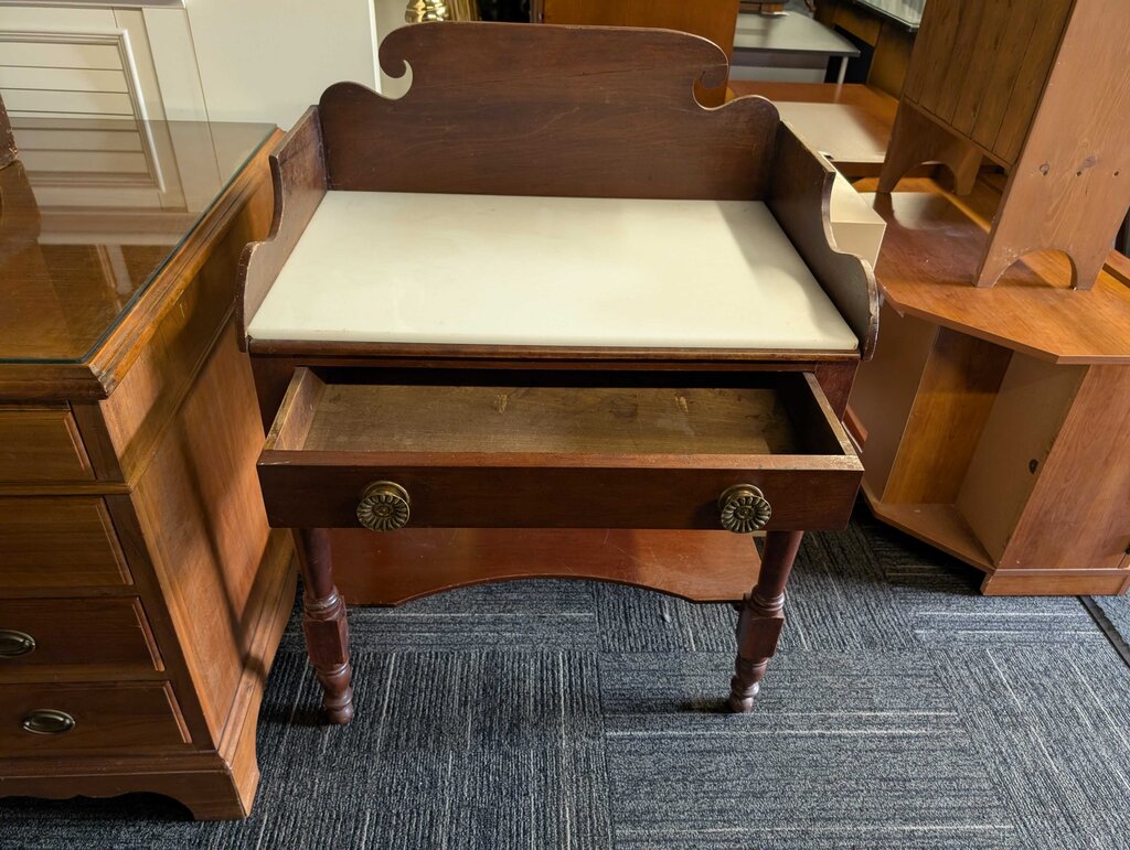 Empire Washstand With Milk Glass Top