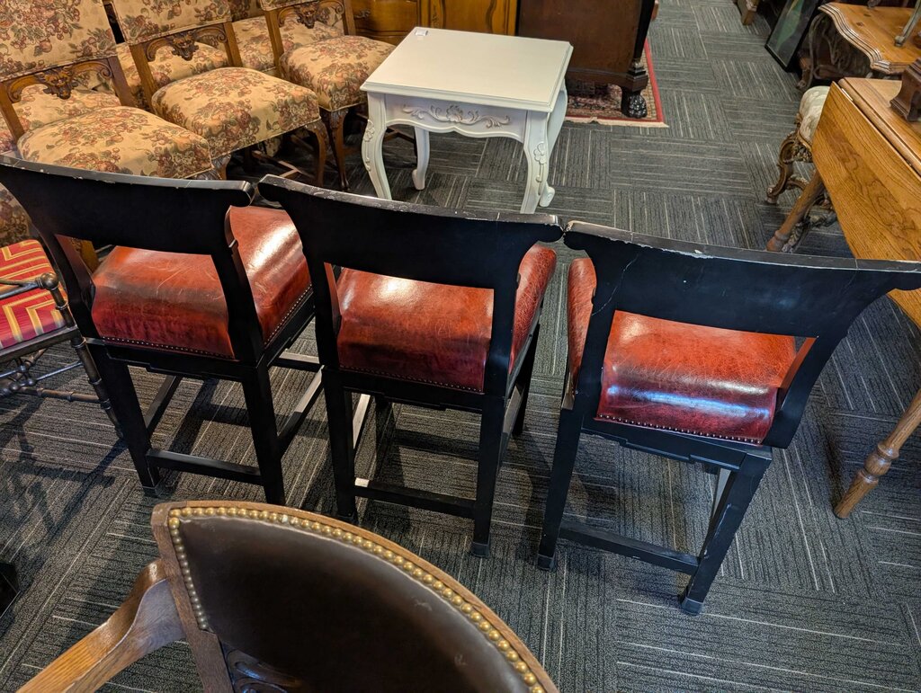 Three Leather Seat Stools
