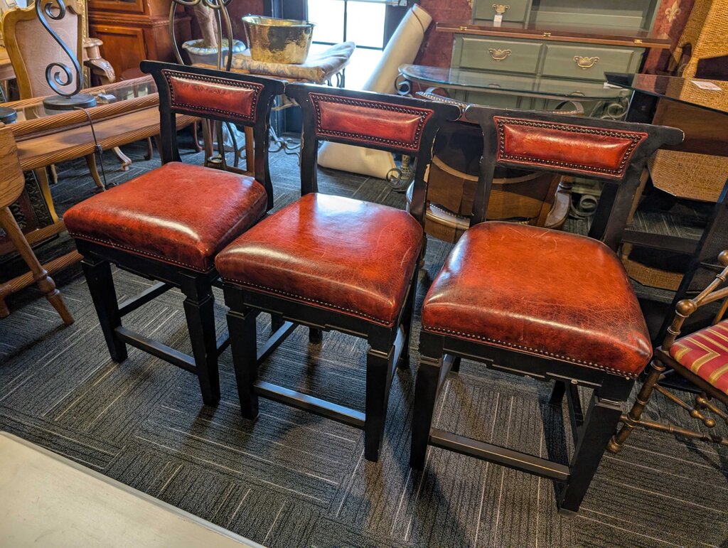 Three Leather Seat Stools