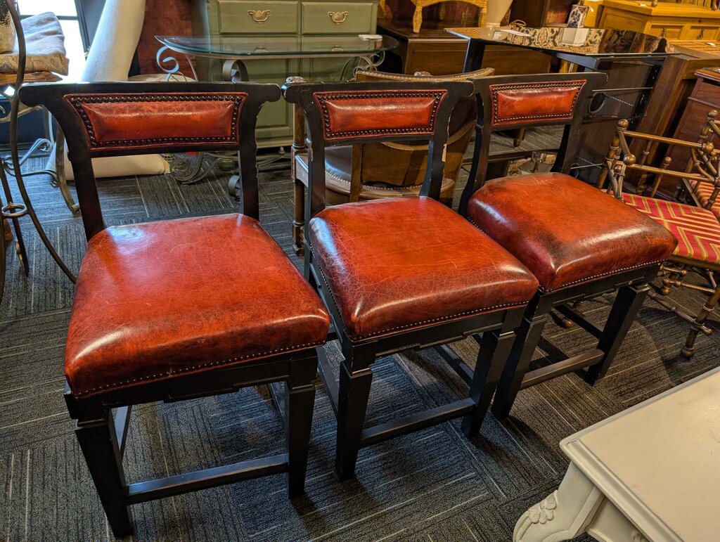 Three Leather Seat Stools