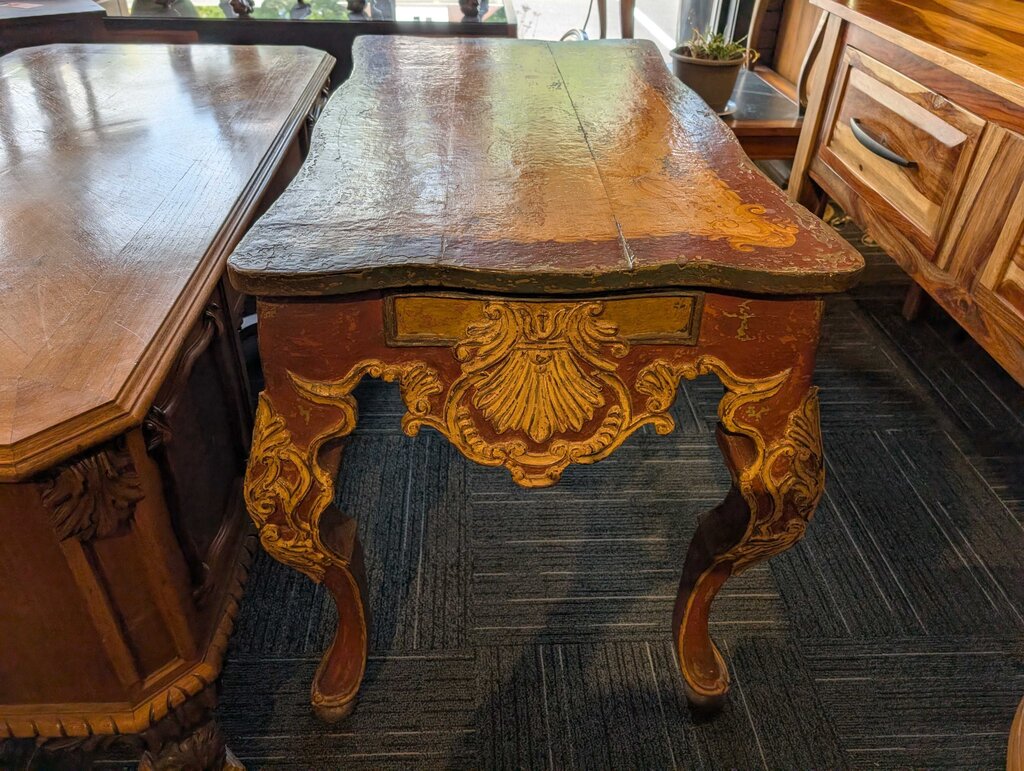 Paint Decorated Carved Table