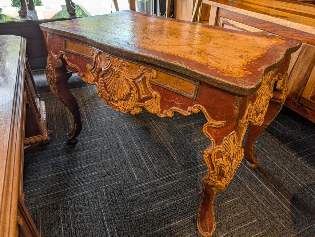 Paint Decorated Carved Table