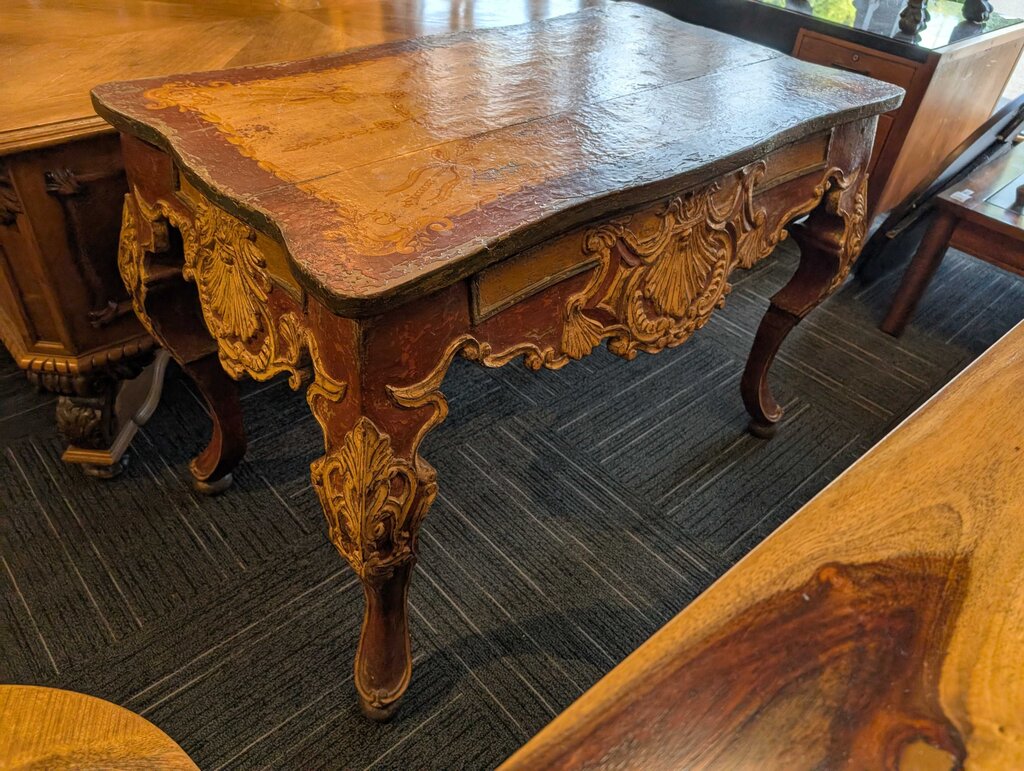 Paint Decorated Carved Table