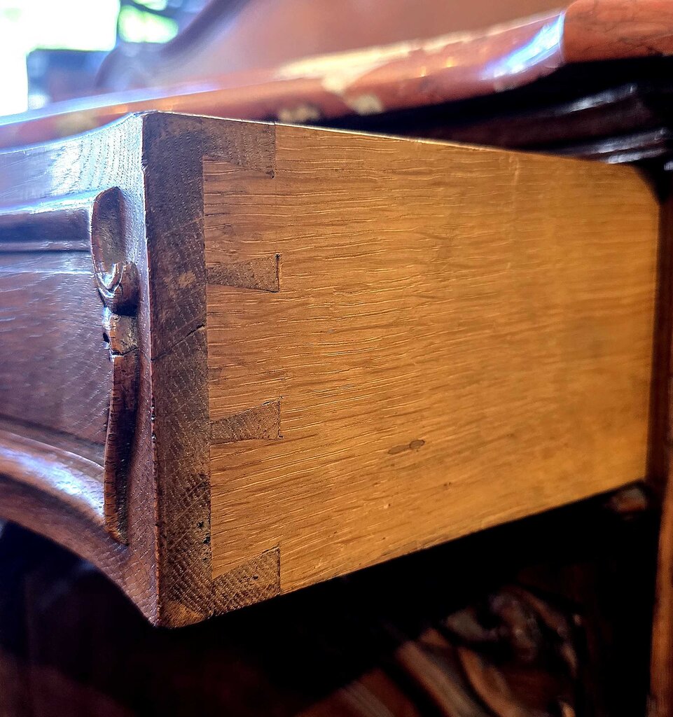 Fabulous Oak Continental French Server w/ Rosso Rouge Royal Marble Top