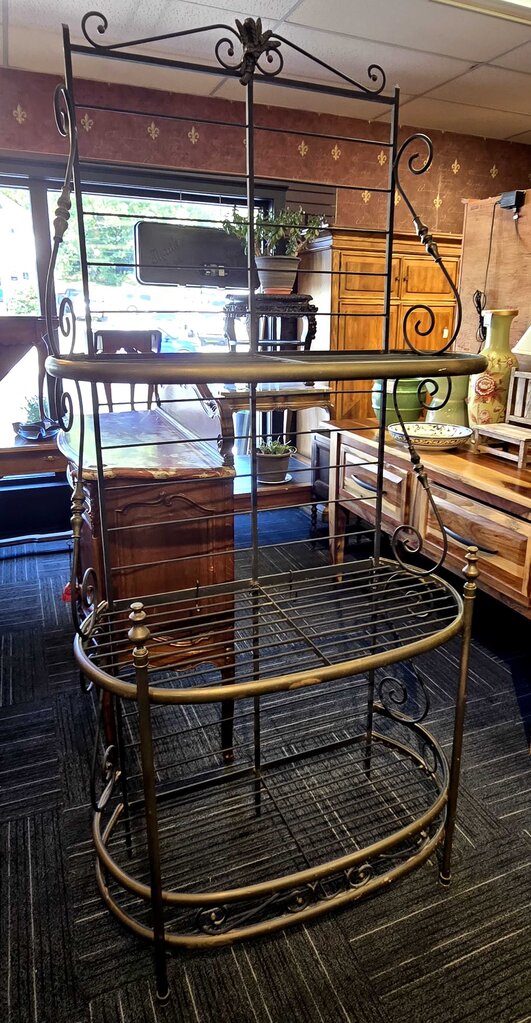Antique Wrought Iron Bakers Rack