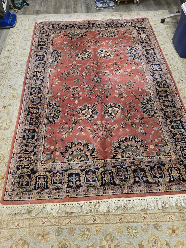 Vintage Hand Woven Wool Persian Kashan Carpet 9'5" by 6'