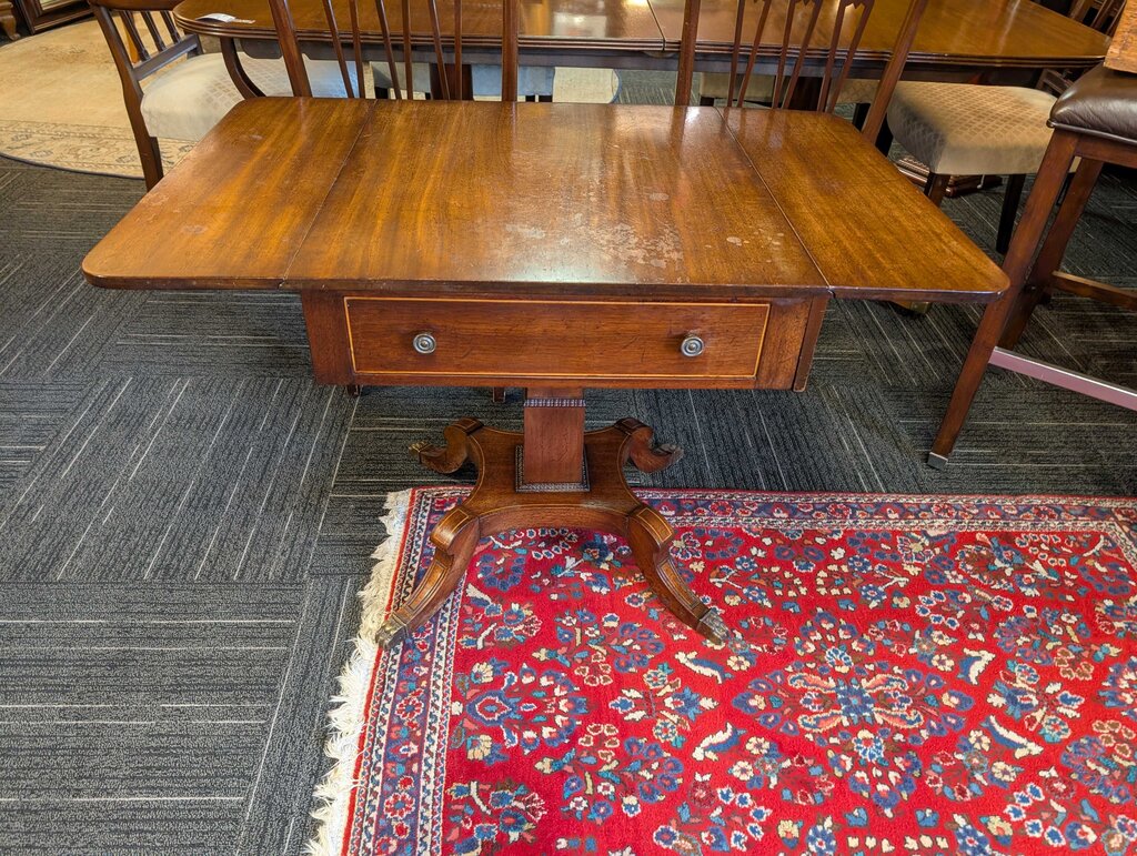 Antique One Drawer Drop Leaf Lamp Table