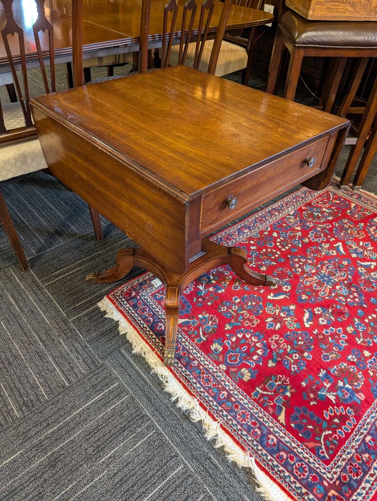 Antique One Drawer Drop Leaf Lamp Table