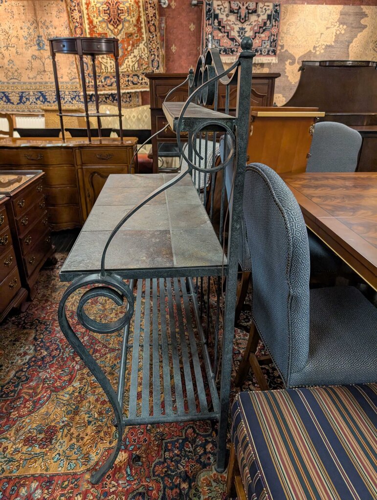 Wrought Iron Stone Top Bakers Rack