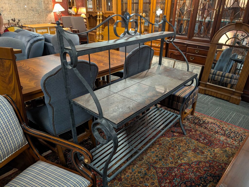 Wrought Iron Stone Top Bakers Rack