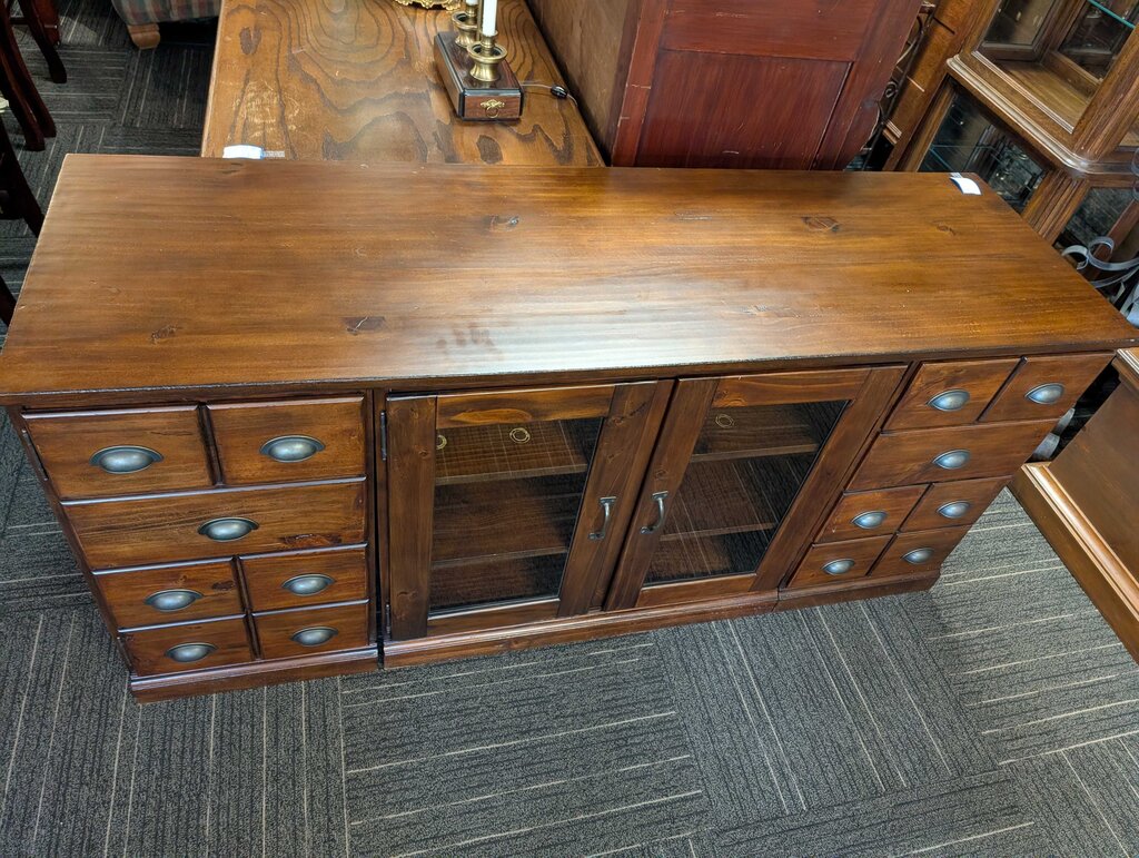 Quality Media Stand With File Style Door Pulls