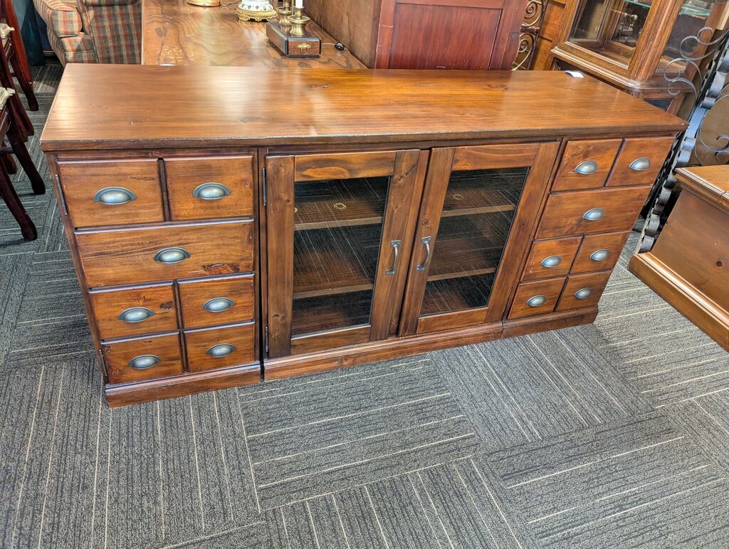 Quality Media Stand With File Style Door Pulls