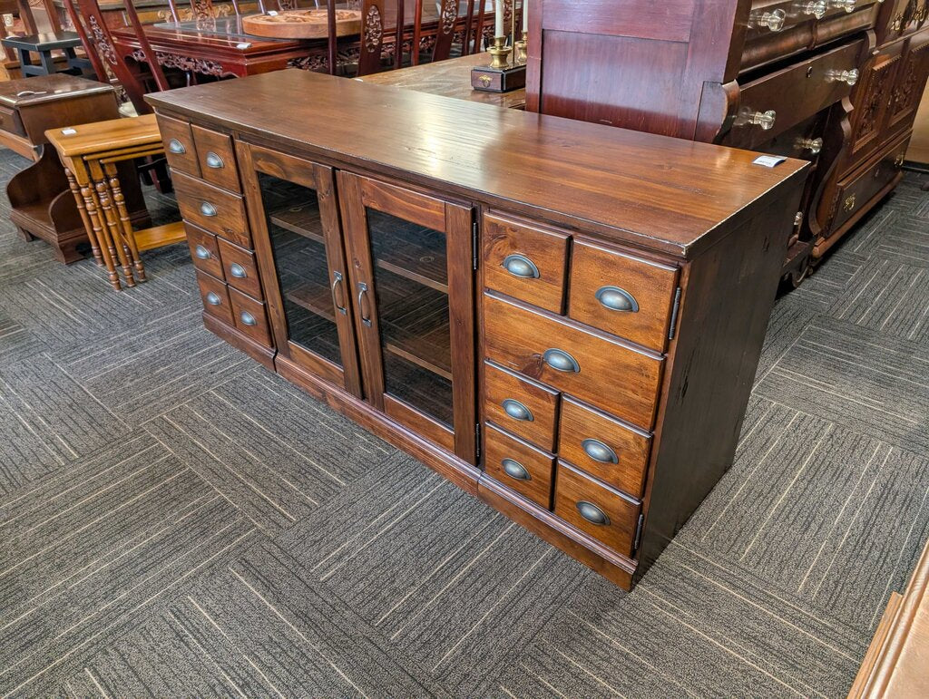 Quality Media Stand With File Style Door Pulls