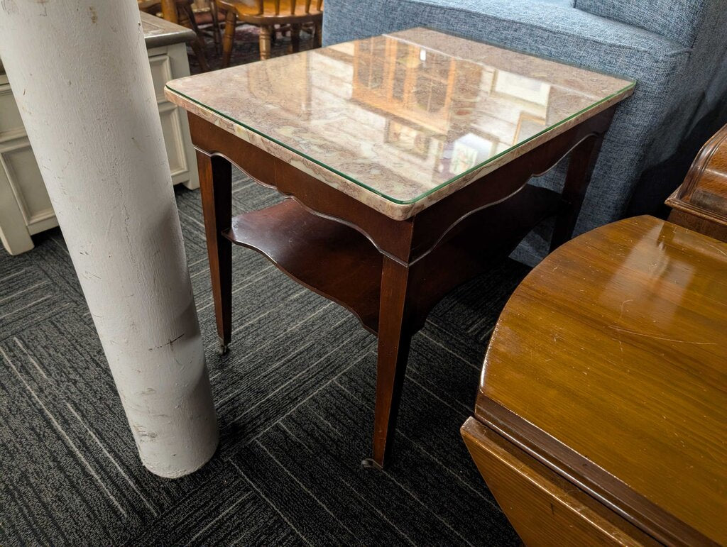 Vintage Marble Top Side Table