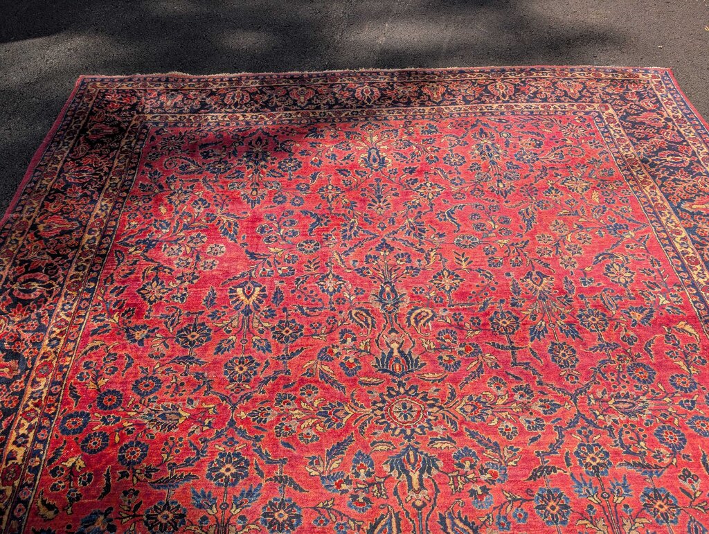 Antique Sarouk Hand Woven Wool Carpet 11' 4" x 9' 3"