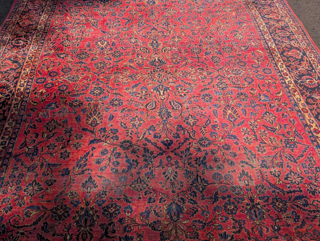 Antique Sarouk Hand Woven Wool Carpet 11' 4" x 9' 3"