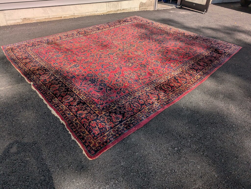 Antique Sarouk Hand Woven Wool Carpet 11' 4" x 9' 3"